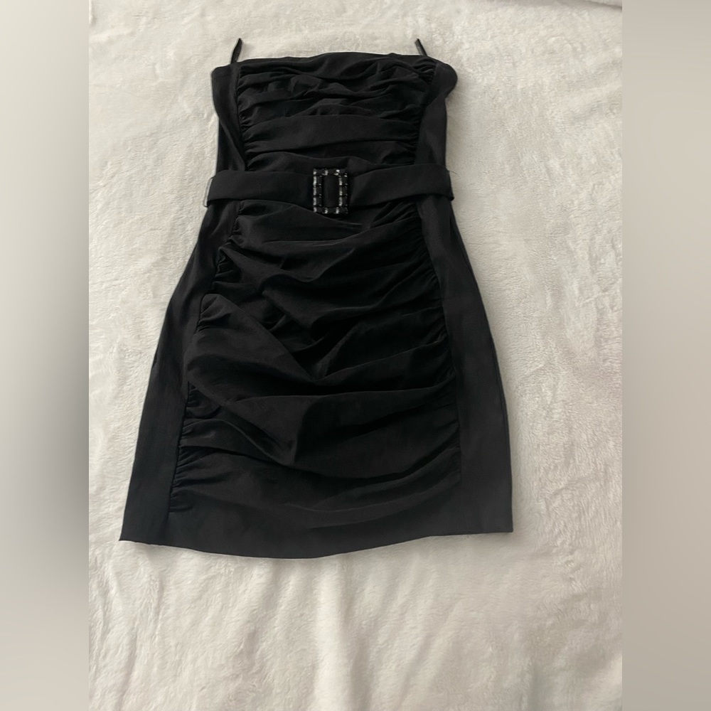 Strapless black dress